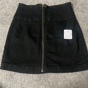 Free People Black Denim Skirt